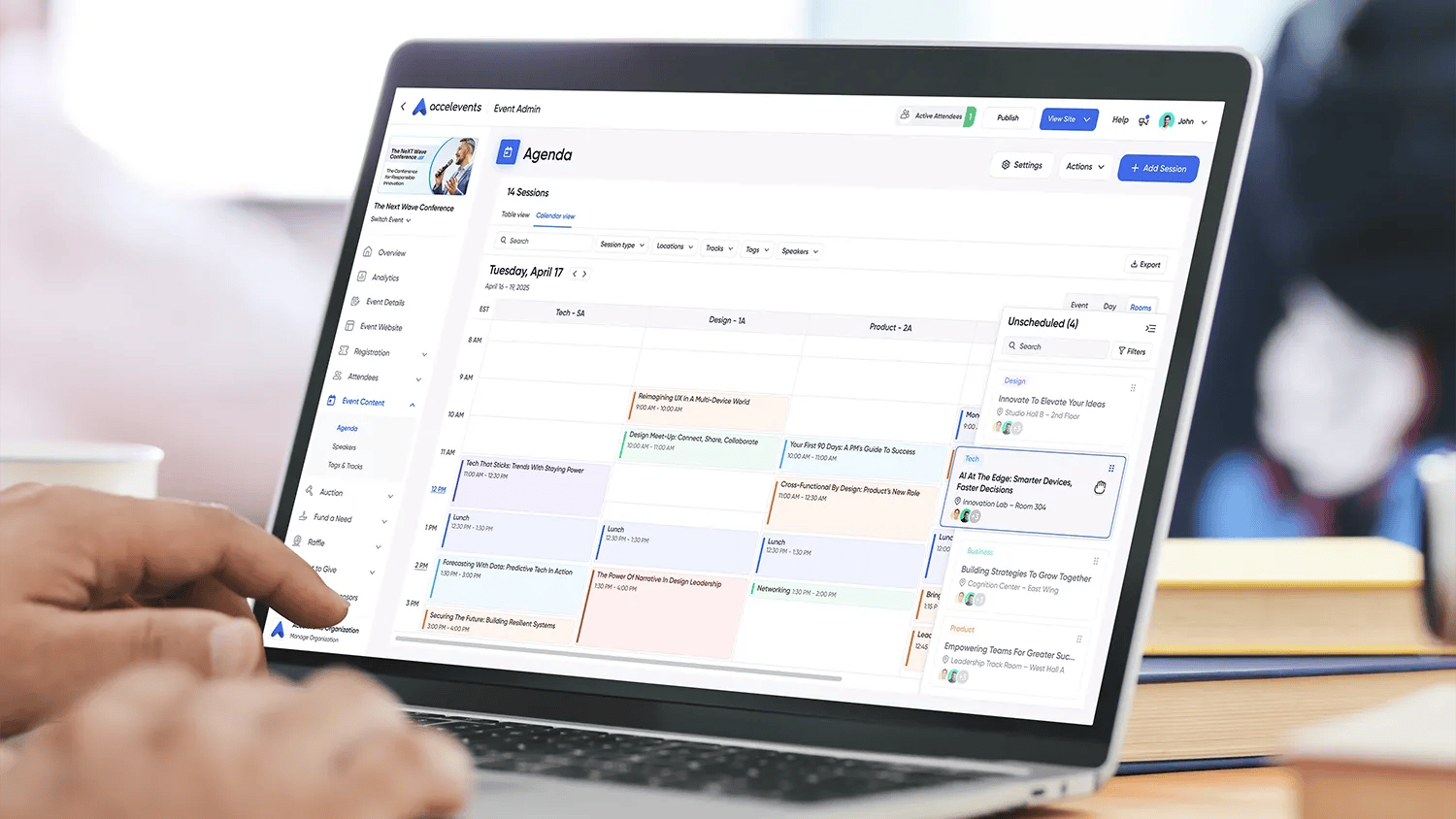 What event platforms have draganddrop agenda builders